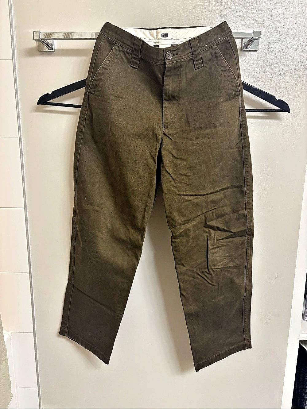 UNIQLO Men's Wide Fit Chino Pants Cotton Olive/Brown Waist Size 29